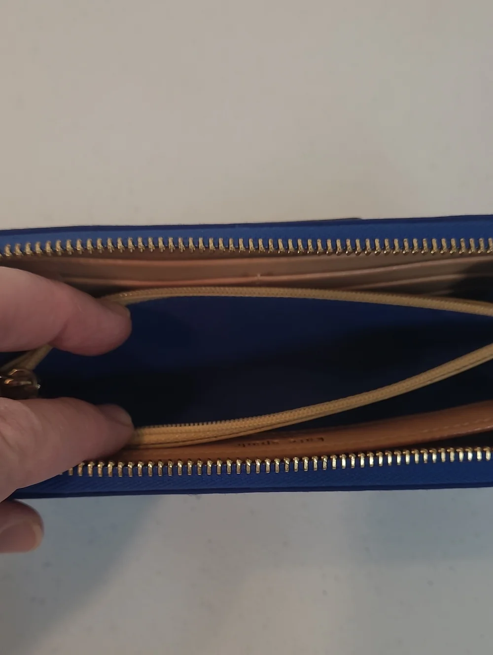 Kate Spade Leather Wellesley Neda Large Zip Wallet in Cobalt Blue w/Gold Accents